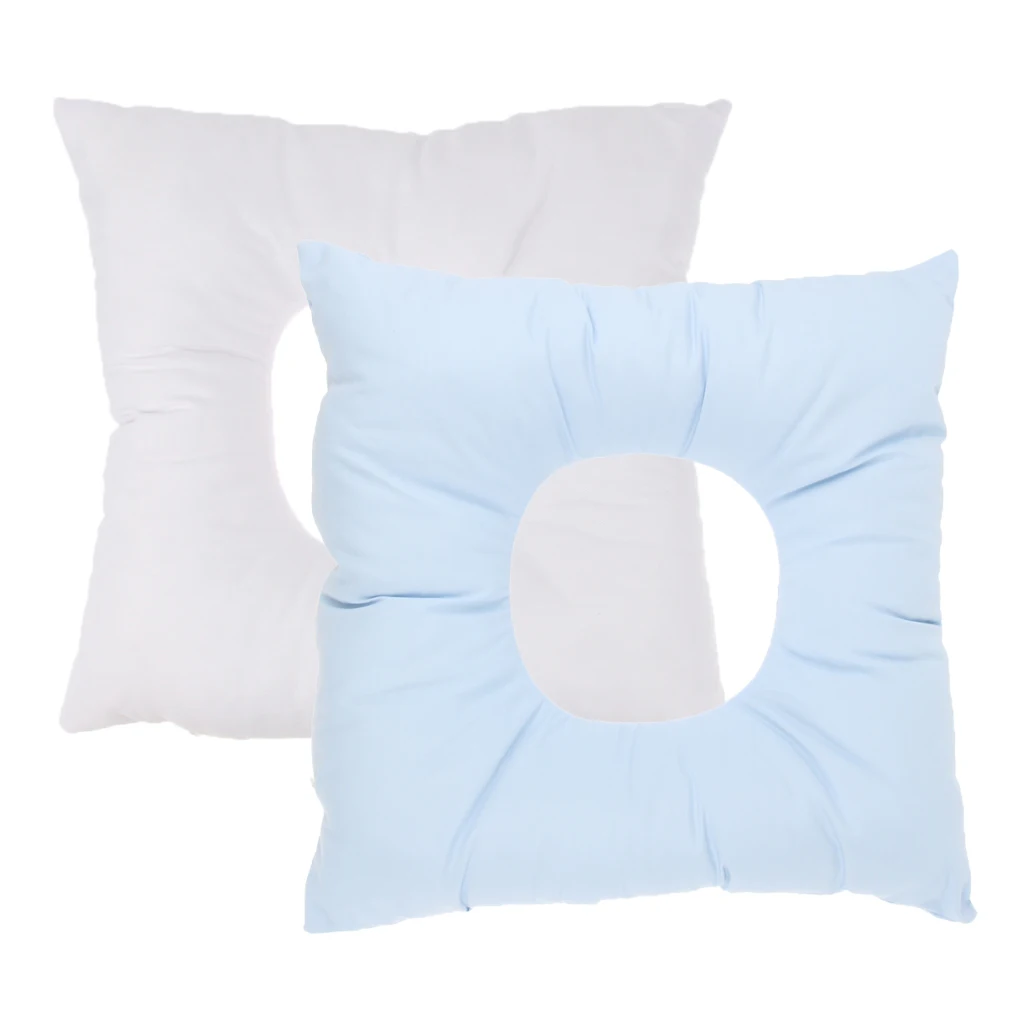 2pcs Reusable Washable Foam Massage Bed Face Cradle Cushion Pillows Blue White