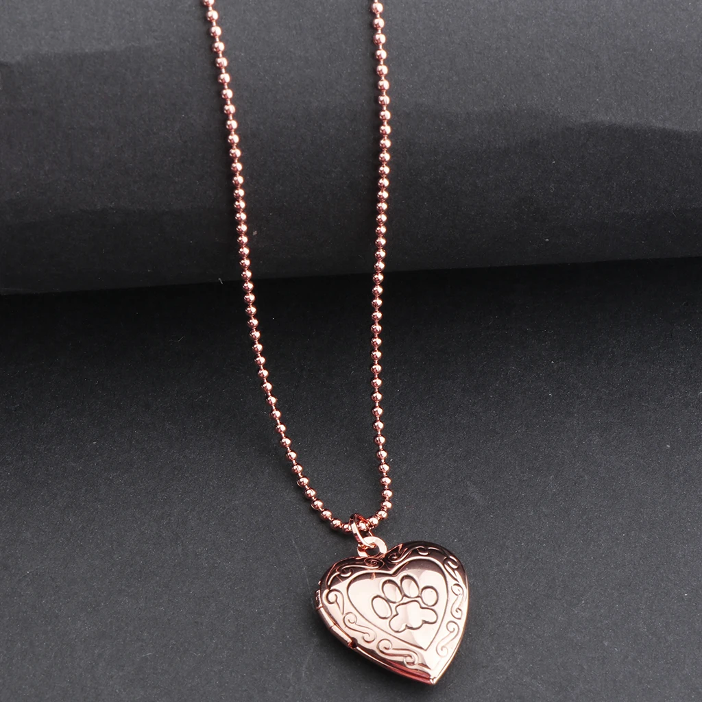 Phenovo-Brass Openable Heart Shaped Photo Lockets Message Pendant Necklace Memorial