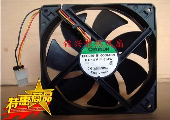 For SUNON EEC0251B1-0000-G99 120*120*25mm 12cm 5.4W DC 12V 3-wire Cabinet Cooling Fan | Компьютеры и офис
