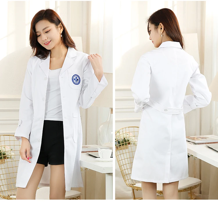 Новое Белое медицинское пальто с длинным рукавом для женщин/мужчин, униформа медсестры, медицинская одежда, белое лабораторное пальто, больничная одежда