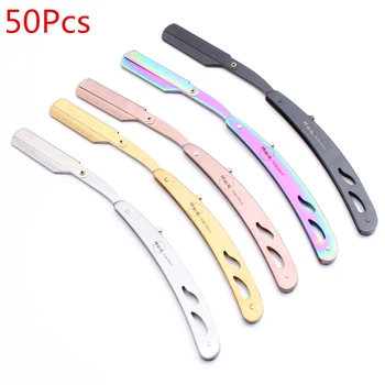 

50Pcs 2*14cm Wholesale AQIABI Brand Men Straight Barber Edge Steel Folding Shaving Knife Hair Removal Tools Shaving Razor A6102