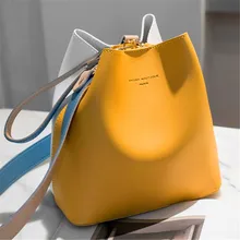 

Contrast Color Composite Bag Set Small Bucket Hand Bag Ladies Wristlets Bag Girls Japan Style Wrist Shoulder Fashion Handbag