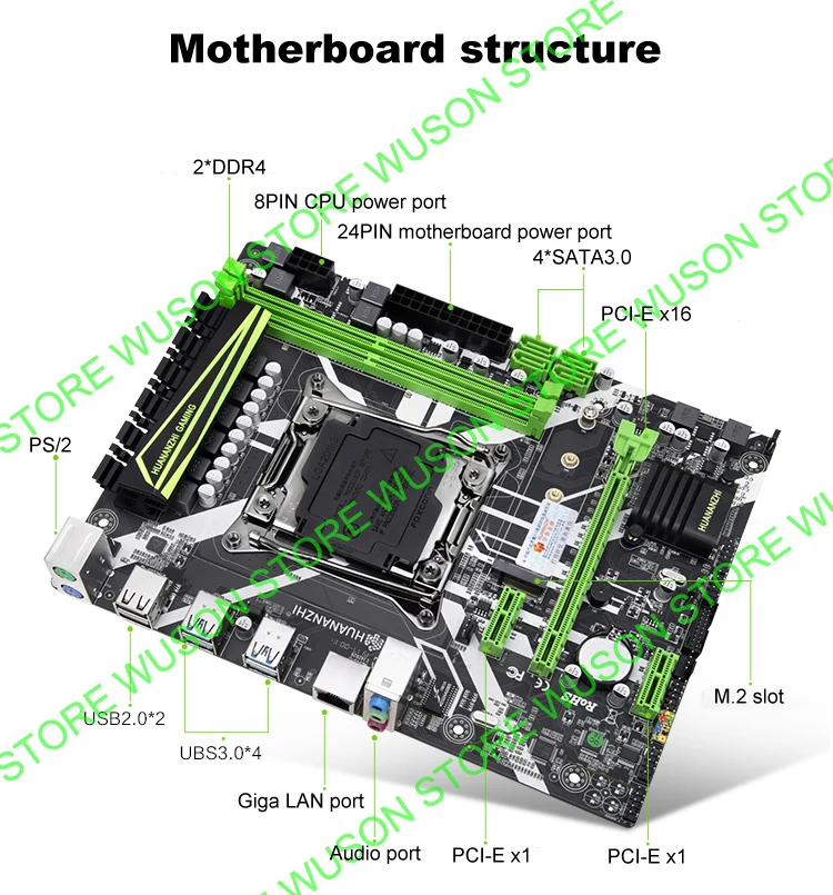 Материнская плата HUANANZHI M ATX X99 для всех процессоров LGA2011-3, таких как 2680 V4/V3 M.2 NVMe Слот 2* DDR4 4* USB3.0 4* SATA3.0 порты