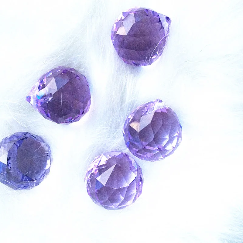 Lustre de Cristal Peças de Cristal da Lâmpada Prismas de Vidro para Pendurado Decoração da Árvore Anéis Livres Lote Roxo 20mm Pingentes 10 Pçs - 3 Cheap Lustre de cristal