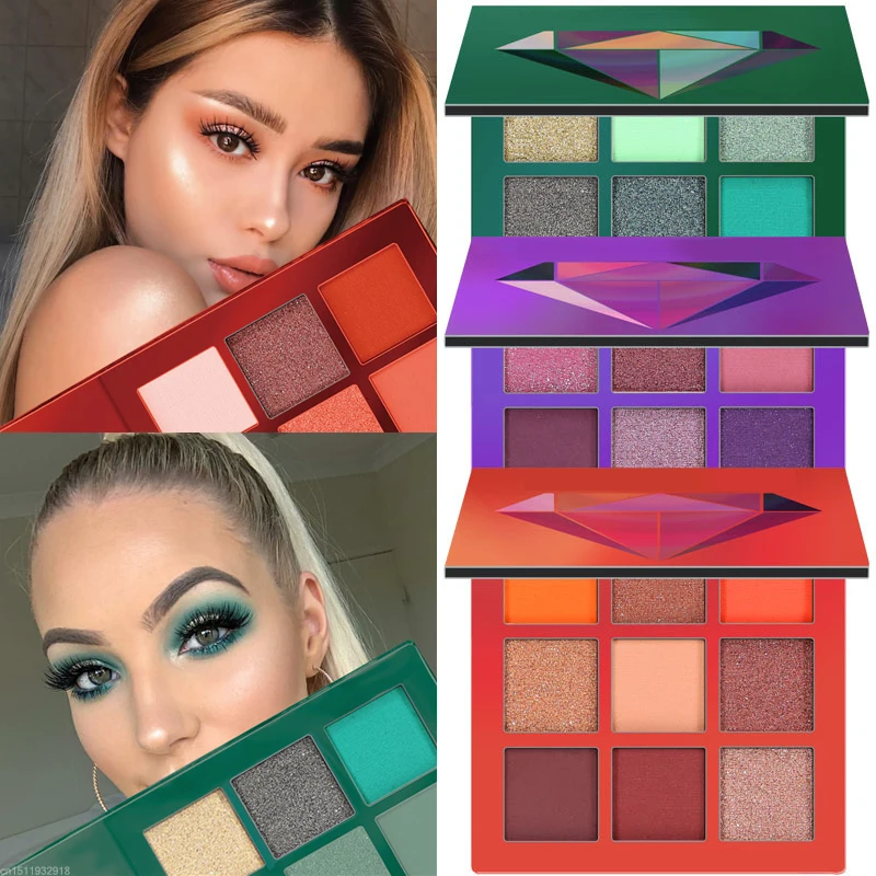 

9 Colors Glitter Eyeshadow Makeup Pallete Matte Eye shadow Palette Shimmer and Shine Diamond Eyeshadow Powder Pigment Cosmetics