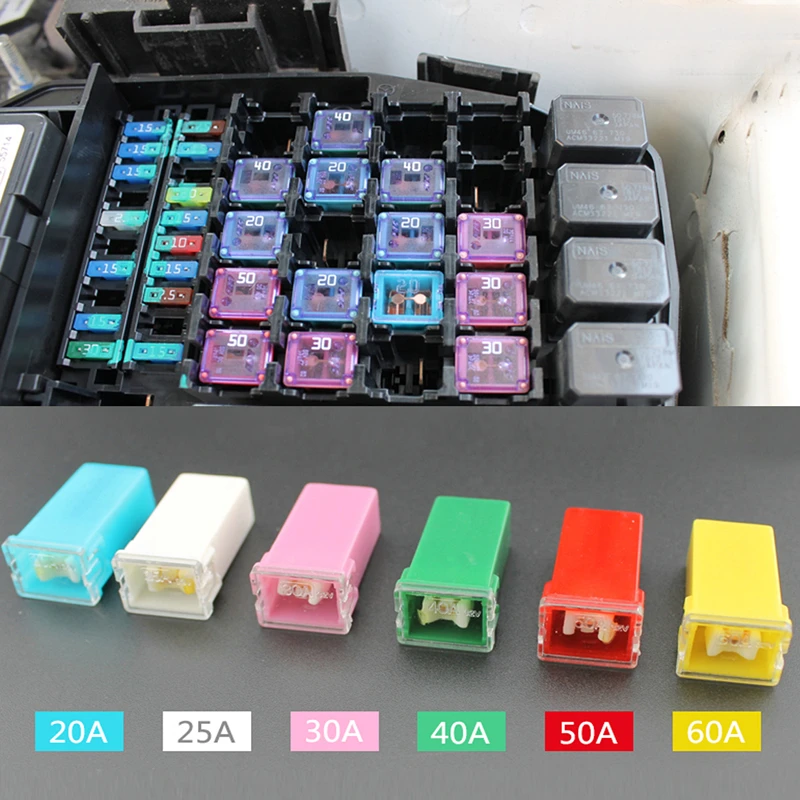 

30Pcs Japanese Car Fuse Box Square Insert Auto Fuse Pal Female Fuse Box 20/25/30/40/50/60A for Nissan for Mazda for Honda