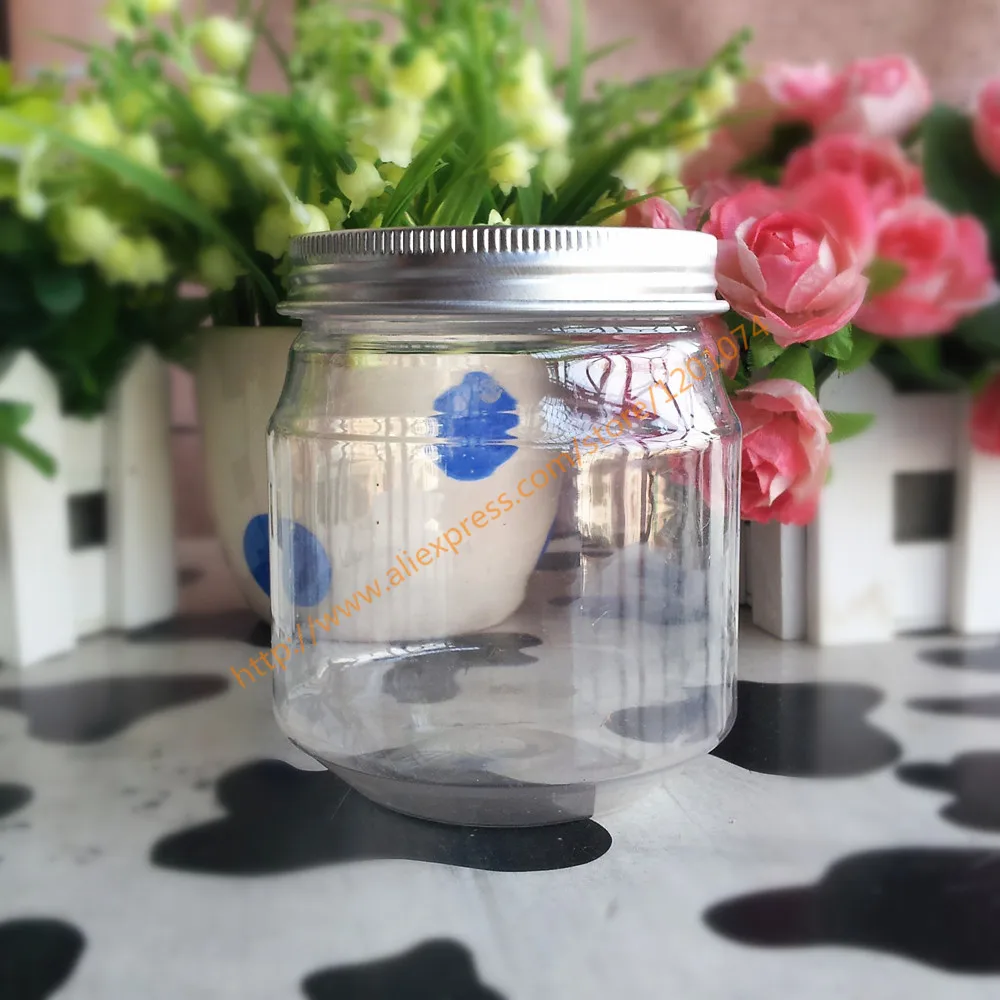 280g clear PET jar with silver aluminum Lid,280ml Storage Tank Plastic