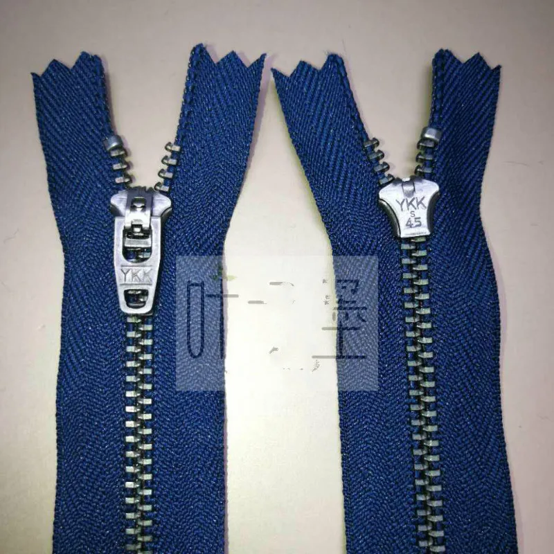 

20pcs/lot YKK Metal Zipper Vintage Ancient Silver Puller Slider Close End for Jeans Navy Dark Blue Tailors Sewing Accessories