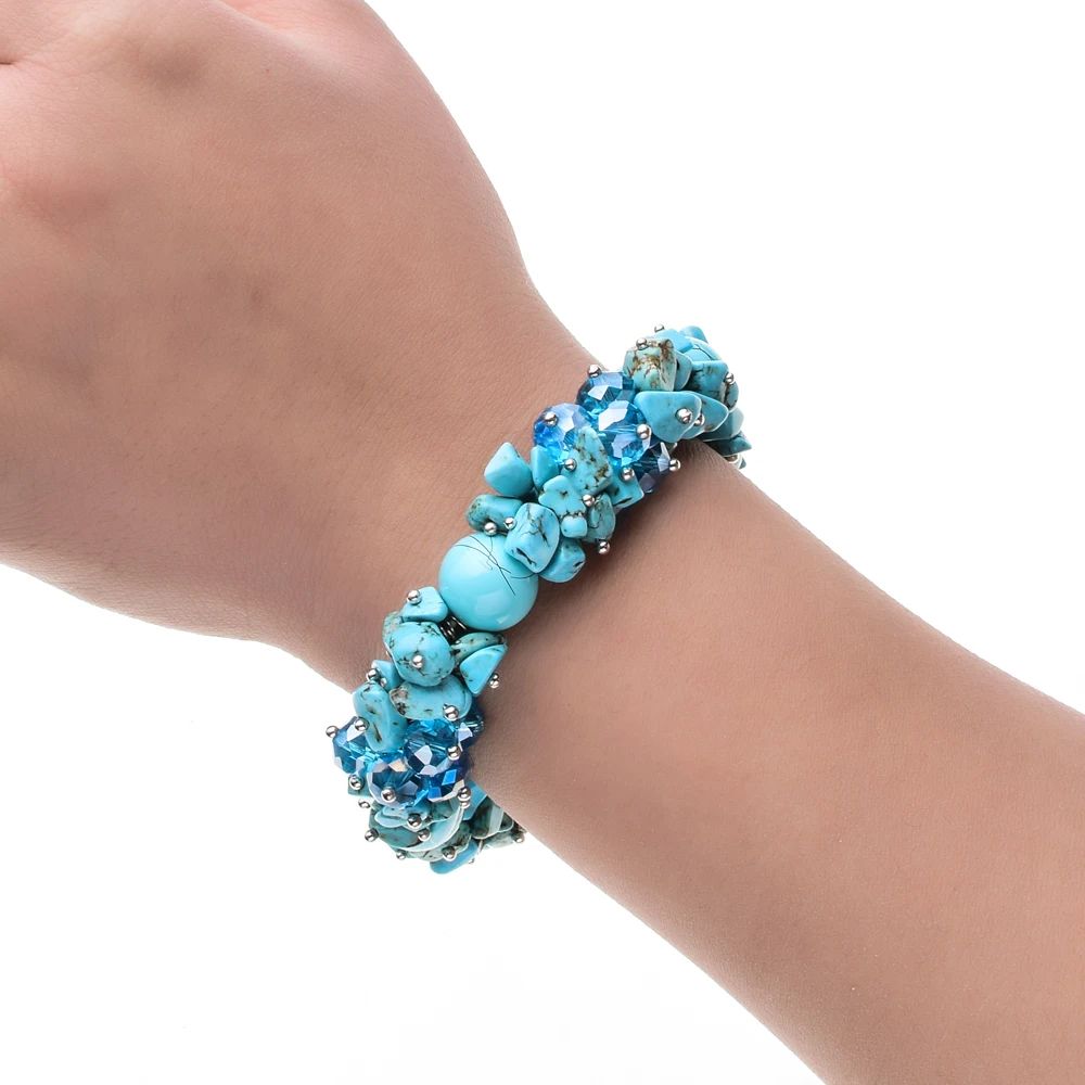 LUBINGSHINE Irregular Natural Stone Strand Bracelets Gravel Charms Handmade Jewellery Women Chic Stretch Elastic Bracelet Women
