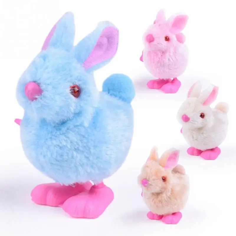 Plastic Cute White Rabbit Hopping Wind Up Mechanical Toy Jumping Bunny