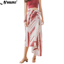 Высокая Талия Цветочный принт шифон Обёрточная бумага длинная юбка Для женщин богемное пляжное макси юбка Асимметричный Boho Повседневное дамы нижней