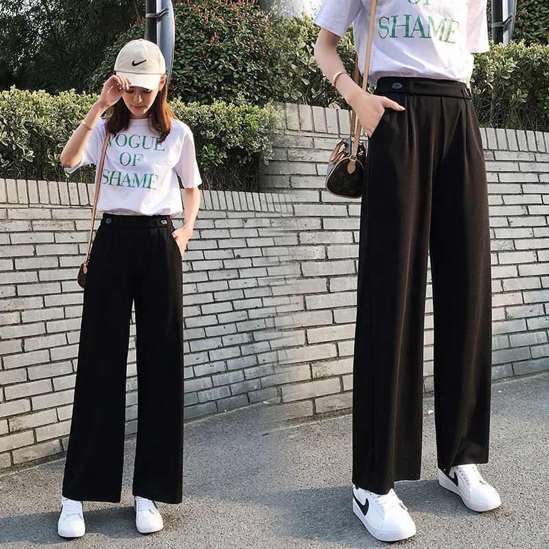 

CHUQING 2019 New Fashion Wide Leg Pants Female Summer New Korean Version of the Nine Pants Women Loose High Waist Casual Pants