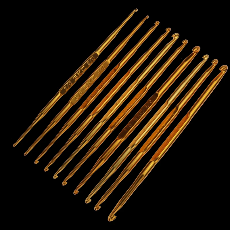 10 pieces knitting needle gold double head aluminum crochet hook