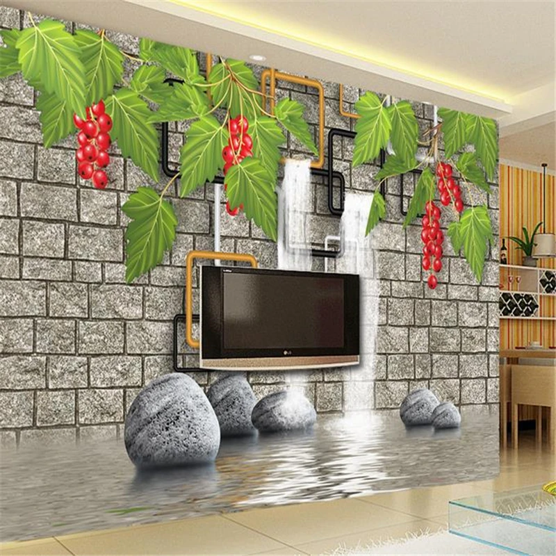 

beibehang 3d marble green leaf Europe TV backdrop brick wallpaper living room bedroom murals papel de parede infantil