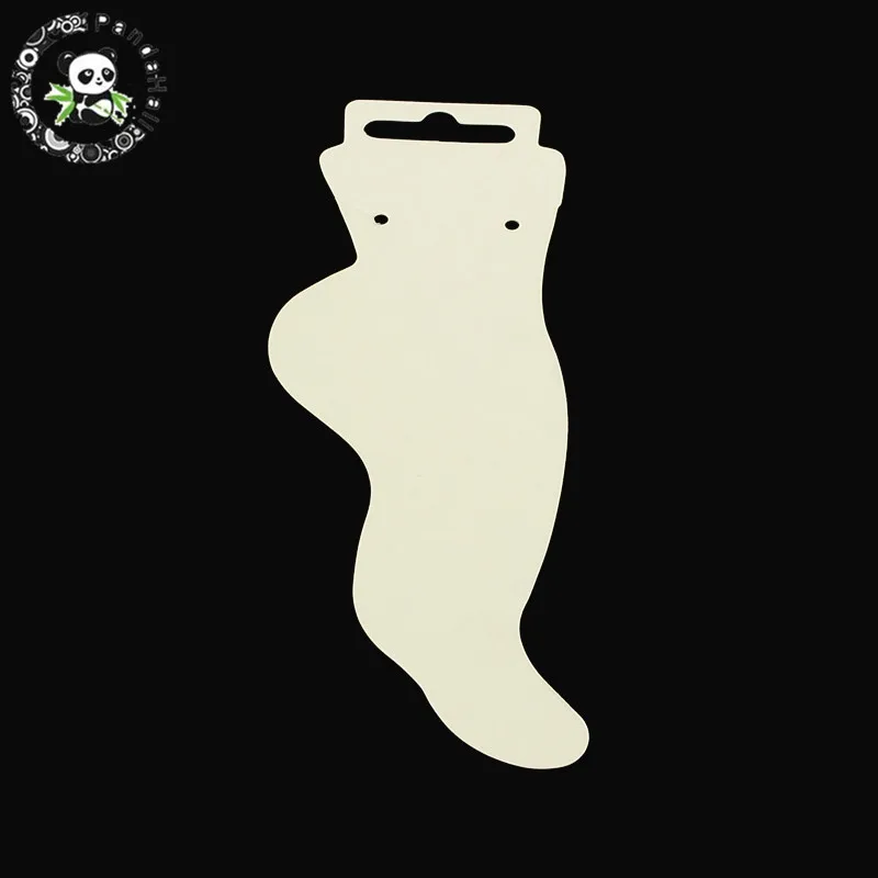 PANDAHALL 800PCS Cardboard Anklet Jewelry Socks Display Cards, White, 155x50x0.8mm
