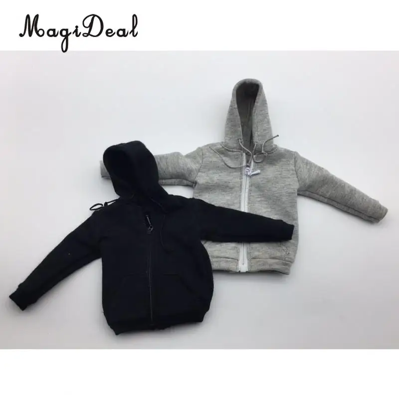 MagiDeal Cloth 1/6 Scale Mens Gray Zip Up Hoodie Sweatshirt for 12 Inch Action Figure Model Dolls Dress Party Stage Display Acce