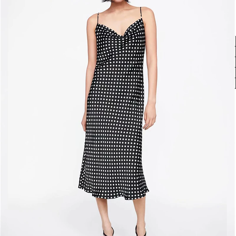 

Wave Point Dress Ruffled Women 2019 Spring Summer New Fashion Street Sexy Casual Slim Thin Beach Party V Neck Dress Female