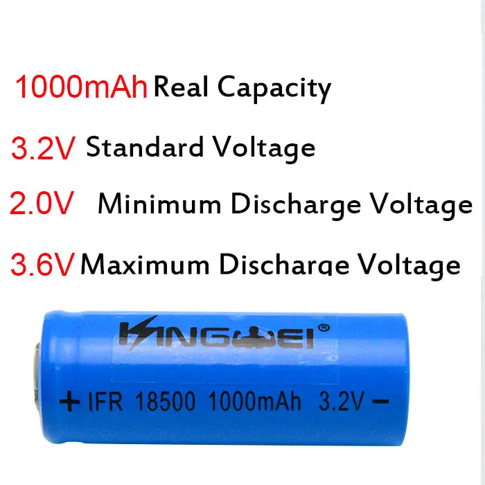 Kingwei 3,2 В ППП 18500 LiFePO4 аккумуляторной батареи 1000 мАч аккумуляторные ячейки для солнечный свет и динамик