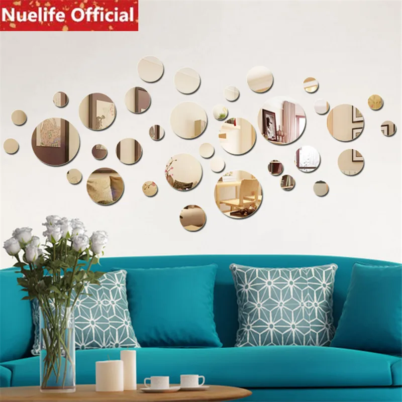 

1pcs Creative circular pattern mirror stickers wedding room living room bedroom bedside TV sofa background wall stickers