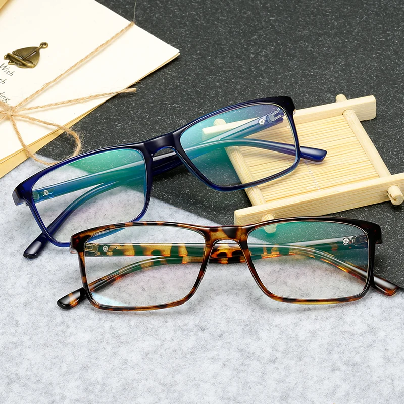 Новые Классические Мужские квадратные очки синяя оптическая оправа прозрачные Модные женские Ретро Винтажные оптические очки для чтения