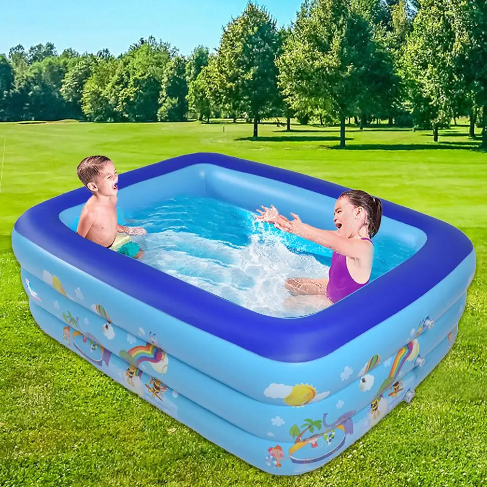 

Buoy Children Inflatable Swimming Pool 1.3M Three-ring Printing PVC Play Pool Bathing Pool for Family Children