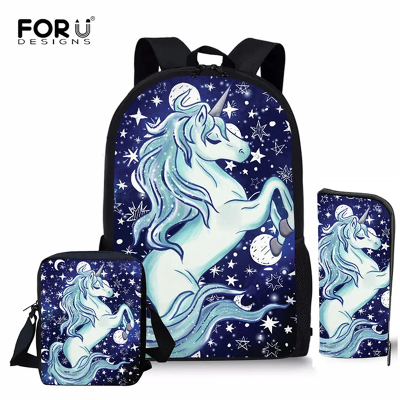 Best FORUDESIGNS Cartoon Horse School Bags for Girls Children Kids Schoolbag Orthopedic Backpacks Teenagers Dinosaur Mochila Escolar