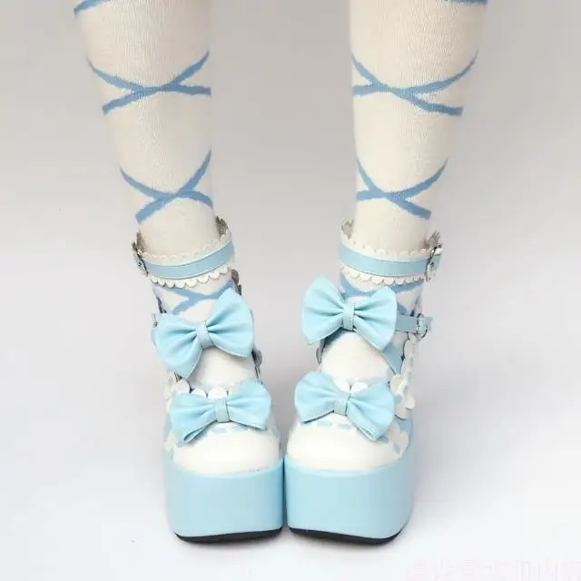 Gothic-12-CM-Super-High-Heel-Blue-and-White-Trim-Leather-Pumps-Sweet-Lace-Trim-Bowknot-Strap-Lolita-Girls-Shoes-5