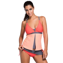 Aleumdr Горячие Продажи Купальник Женщин Colorblock Tankini Skort Нижний Бикини Устанавливает одежда для Пляжа Купальники Купальный Костюм Из Двух Частей 41965