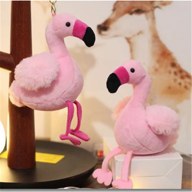 Розовый фламинго плюшевый брелок игрушка милый пушистый Фламинго детское кольцо для ключей с игрушкой игрушки-брелоки для детей Рождественский подарок на день рождения