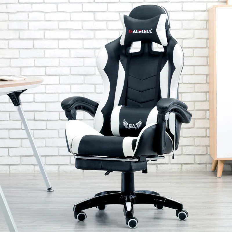 Гоночный синтетический стул из мягкой кожи для кибер-игр, Интернет-кафе, компьютерный стул, лежащий для офисных стульев с подставкой для ног