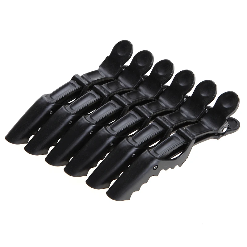 

6Pcs/pack Black Hairdressing Clamps Claw Clip Pro Hair Salon Plastic Crocodile Barrette Hold Hair Section Clips Grip Tools