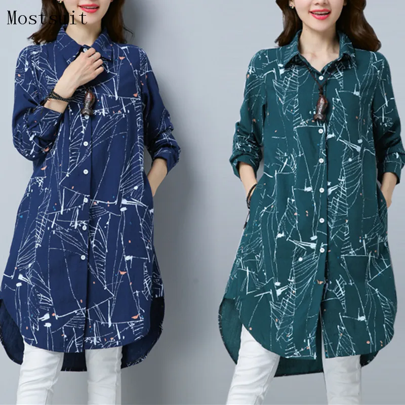 

Plus Size Kimono Blouse Tunic 2019 New 3d Printed Long Blusas Femininas Spring Autumn Long Sleeve Cotton Linen Shirt Tops Mujer