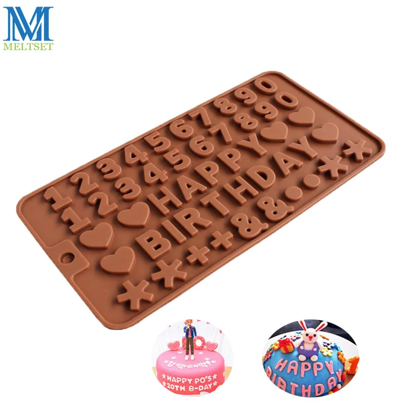 0 9 Numbers Chocolate Candy Molds Happy Birthday Letters Silicone Mold