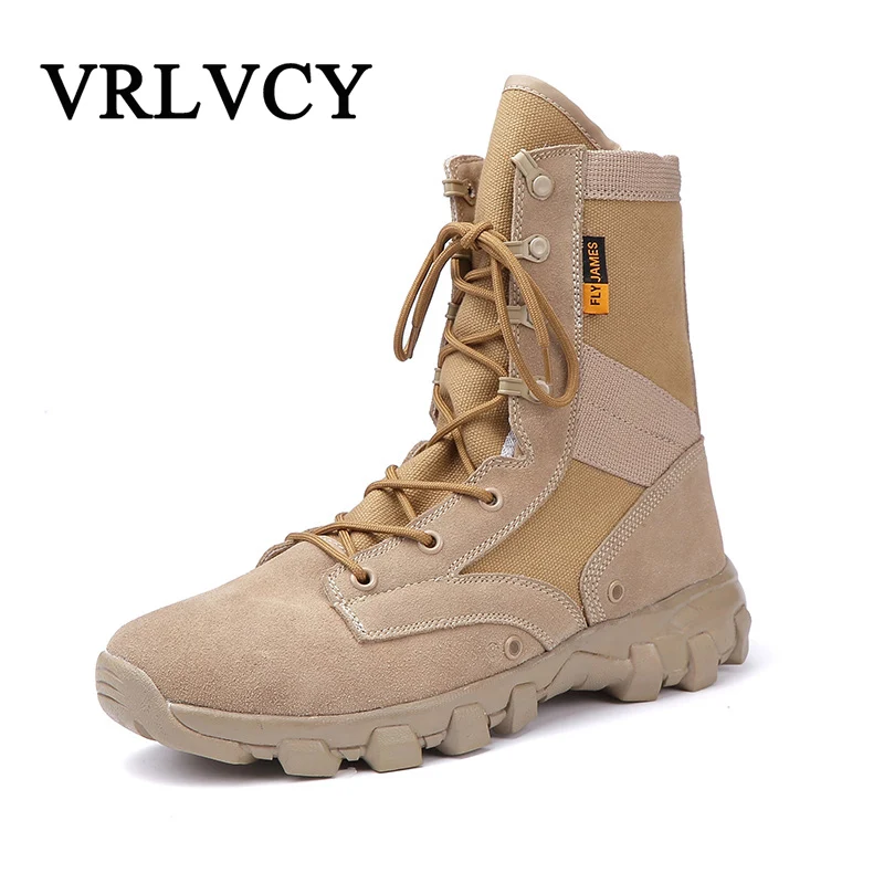 

Fashion British style Army Boots Breathable Leather High Top Casual Desert Work Shoes Mens SWAT Ankle Combat