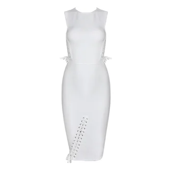 

Spring Dress 2017 Woman Bandage Dress Rayon Sexy Lace Up Bandage Dress White Bodycon Dress Bandage HL Wholesale