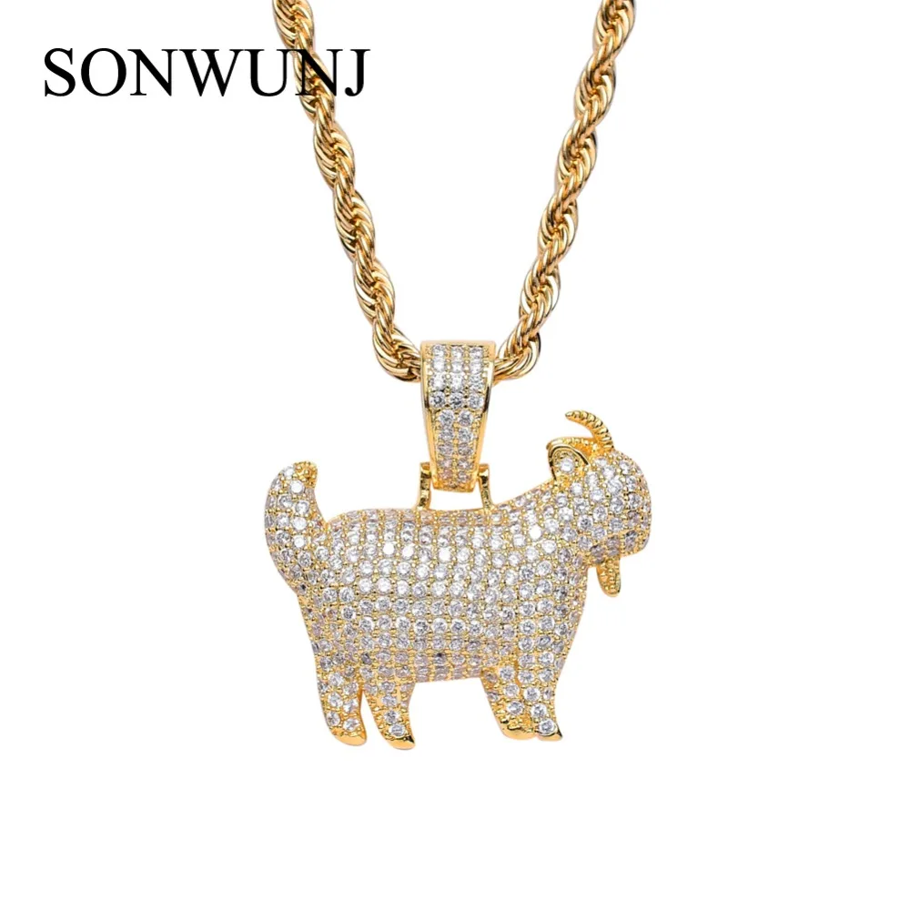 

Bling bling Hip Hop Goat Pendant Copper Micro pave with CZ stones Necklace Jewelry for men and women CN051