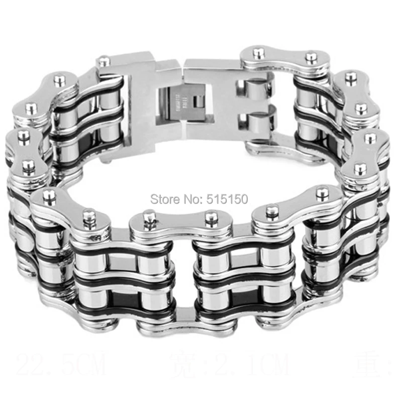 

NEW PUNK Biker Bicycle Silver&Black 316L Stainless Steel Bracelet Jewelry Bike Chain Bracelet & Bangles Jewelery For Men