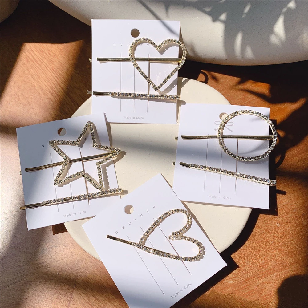 

1PC Fashion Women Crystal Star/Heart Hairpins Barrettes Hair Clips Girls Headwear Hair Styling Tools Accessories Wedding Jewelry