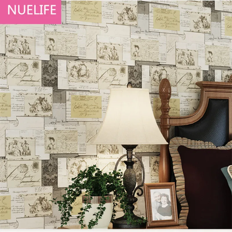 

0.53x10m American Village style Retro Letter Pattern Cartoon Children Wallpaper Bedroom Living Room Nonwoven wallpaper