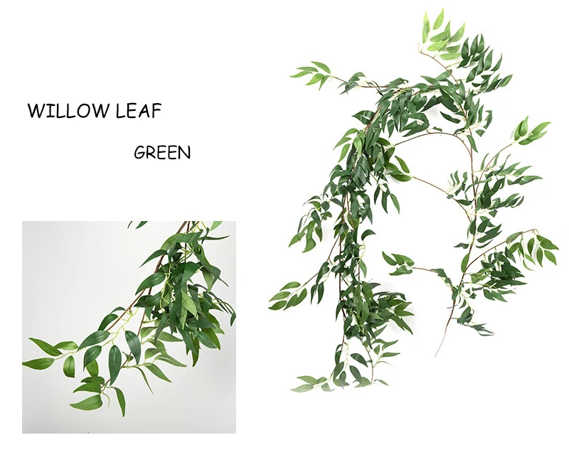 JAROWN Artificial Willow Leaf Plant Vine Wedding Ceiling Winding Layout Rattan Hotel Window Decorations Home Decor Fake Flowers (15)