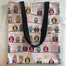 YILE хлопок холст хозяйственная сумка через плечо экологический многоразовый мешок печать Красочные Совы розовая основа