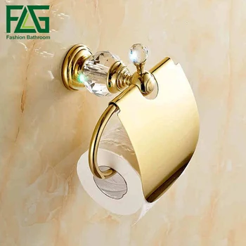 

Paper Holders Solid Brass Gold Paper Roll Holder Toilet Paper Holder Crystal Tissue Holder Restroom Bathroom Accessories