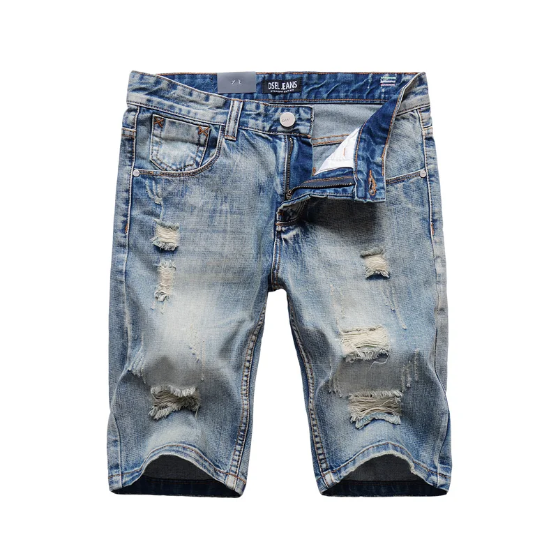 

Summer Style Fashion Mens Short Jeans Frayed Hole Ripped Jeans Men Denim Shorts DSEL Brand Knee Length Designer Jeans Shorts