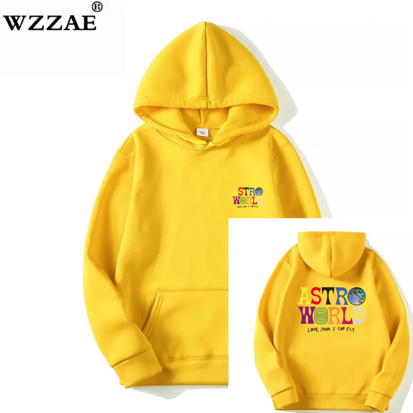 Yellow Трэвисс Скотт ASTROWORLD WISH YOU WAS HERE толстовки модные буквы ASTROWORLD Толстовка уличная Мужская Женская пуловер Толстовка - Цвет: Yellow