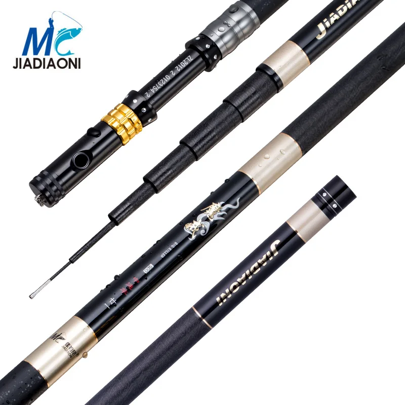 

JIADIAONI Telescopic Fishing Rod Carbon Super Hard Fly Fishing Hollow Rod Carp Fishing Pole Fish Rod 3.6M-6.3M Tackles JDN100