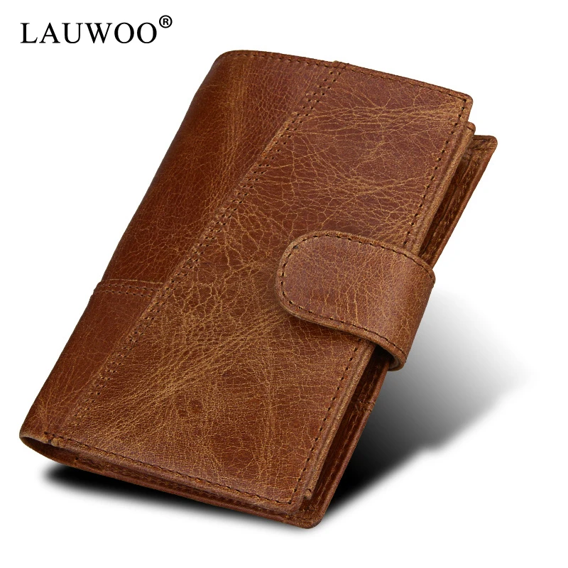 LAUWOO RFID Blocking Bifold Genuine Leather Minimalist Vintage Wallets