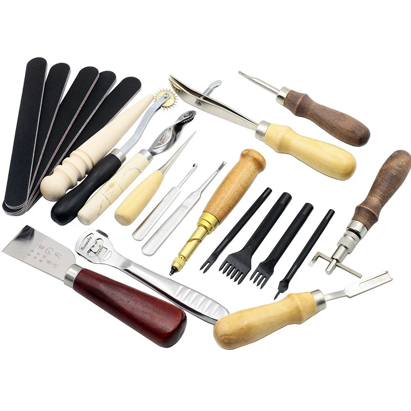 

18pcs Craft DIY Handmade Tools Punch Edger Trench Device Belt Puncher Set Leather Hand Tools