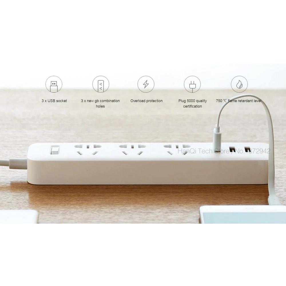 Xiaomi Mijia электронный блок питания с разъемом для быстрой зарядки 3 USB + розетки