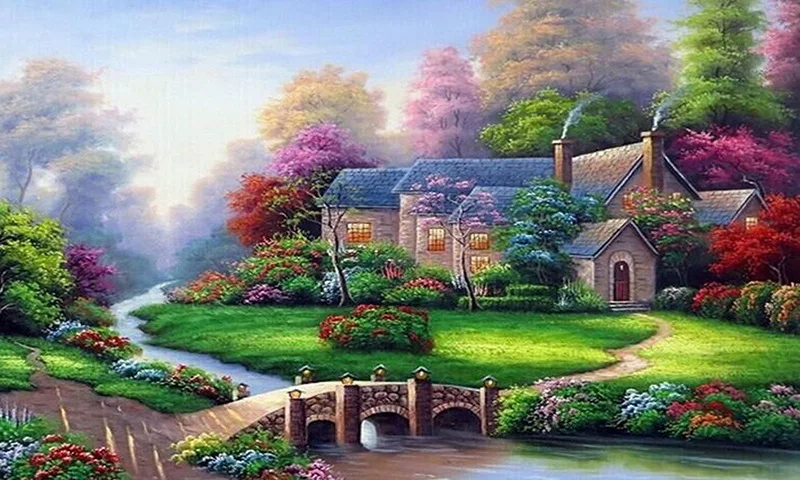 

5D DIY Diamond Painting Scenery Country Cottage Diamond embroidery Scenery Full Round Cross stitch crystal Wall Painting