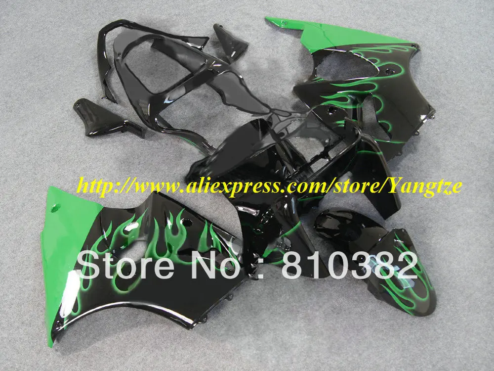 

Green flames black Fairing kit for KAWASAKI Ninja ZZR600 05 06 07 08 ZZR 600 2005 2006 2007 2008 Injection mold Fairings set